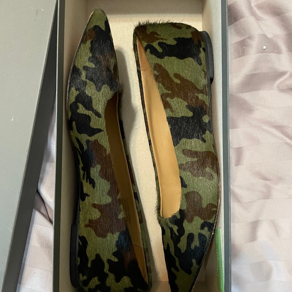 Authentic UGG pony hair camo print flats w/ box